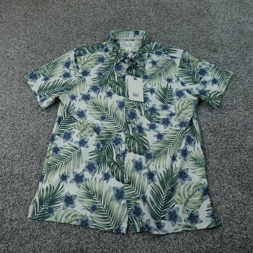 NEW Aloha Bay Shirt Mens M Tropical Hawaiian Aloha Palm Floral Print Resort Top